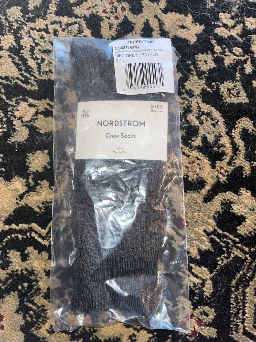 Nordstrom Men’s  Merino wool Crew Socks - Grey Heather